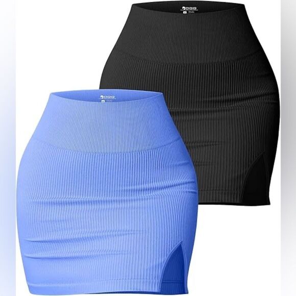 OQQ Blue and black Mini Pencil Skirt Set - Picture 1 of 7